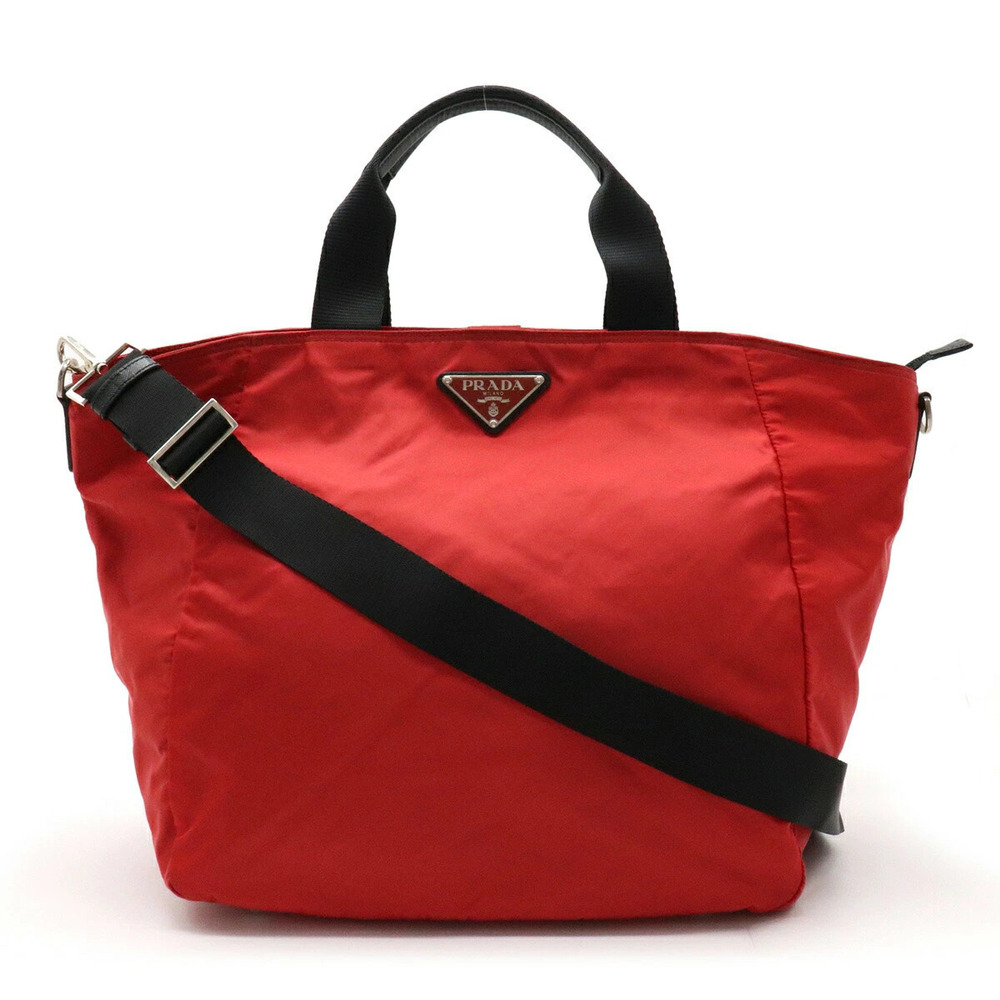 Prada Tote Tessuto Saffiano Bag Crossbody Leather RROSSO Red NERO Black duty